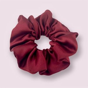HANDMADE satin spiral hair scrunchie, deep red